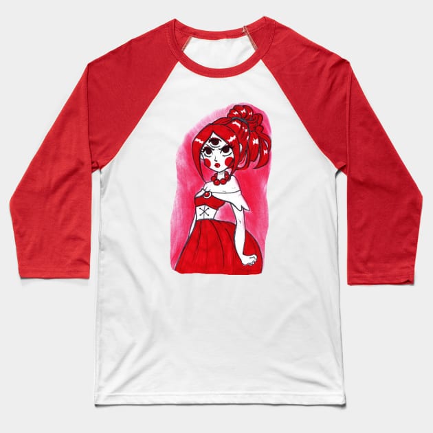 Red Triclops Baseball T-Shirt by saradaboru